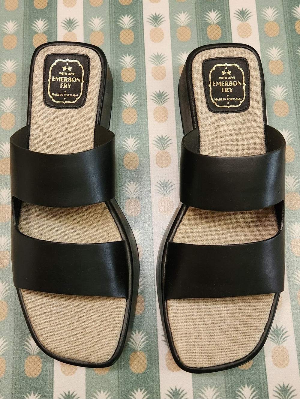 Emerson Fry Black Platform Slide Sandals - Picture 5 of 8